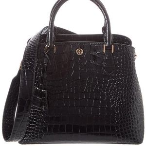 Tory Burch Robinson Triple Compartment Croc-Embossed Leather Tote